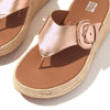 FitFlop F-Mode Espadrille Adj. Leather Flatform Toe-Thongs Sandals - Rose Gold