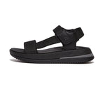 FitFlop Surff Two-Tone Webbing/Leather Back-Strap Sandals - Black