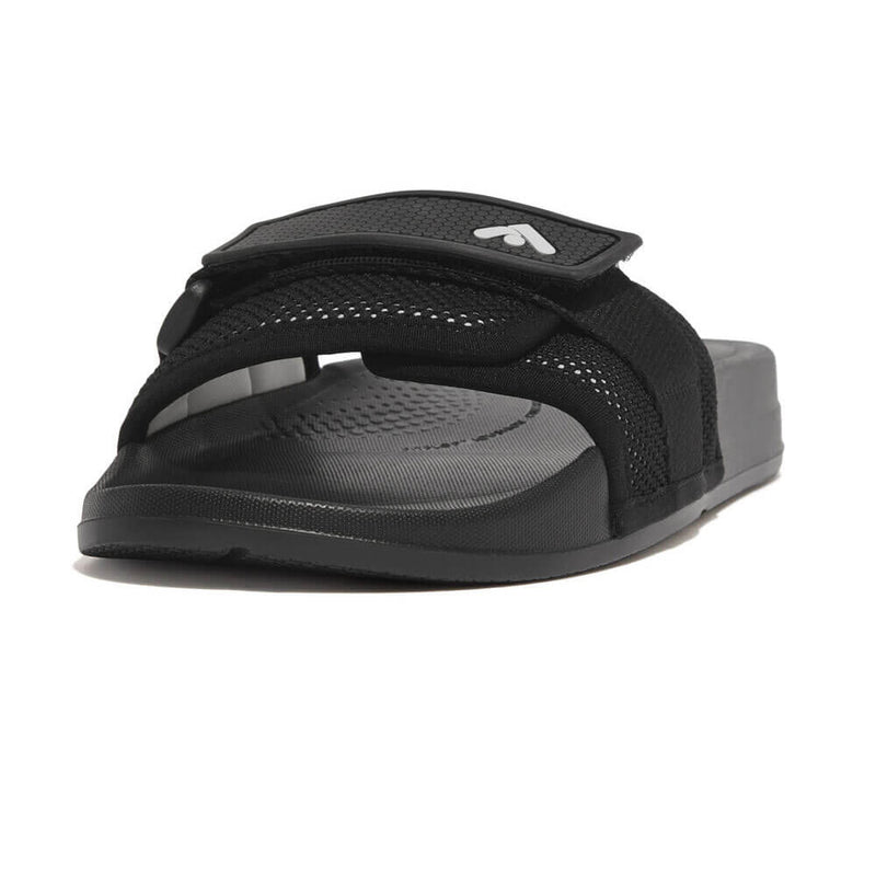 FitFlop Iqushion Adjustable With Resistant Knit Pool Slides Sandals - Black