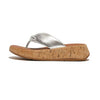 FitFlop F-Mode Leather Twist Cork Sandals - Silver