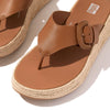 FitFlop F-Mode Espadrille Adj. Leather Flatform Toe-Thongs Sandals - Light Tan