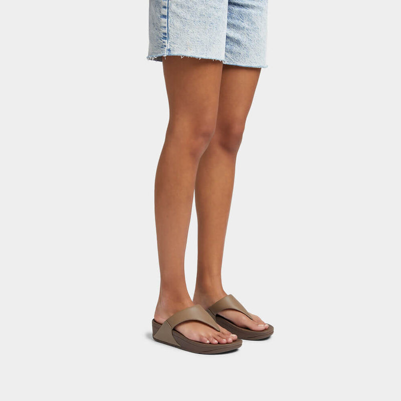 FitFlop Lulu Leather Toepost Sandals - Minky Grey