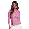 IBKUL Women's Allana Long Sleeve Mock Neck Top - Pink Multi