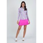 IBKUL Gloria Long Sleeve Top - Hot Pink/Turquoise