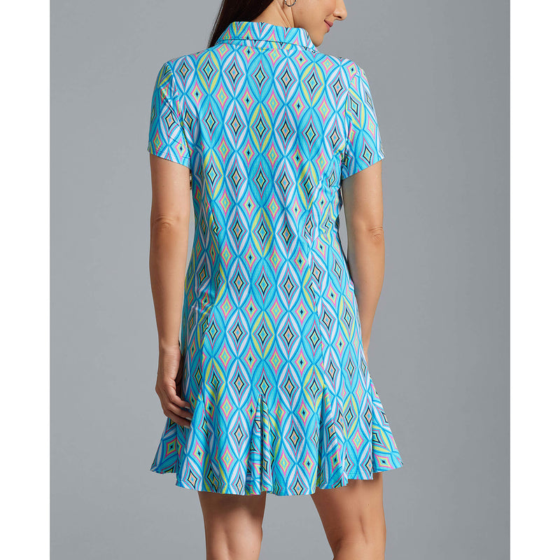 IBKUL Women's Romina Short Sleeve Dress - Seafoam Multi