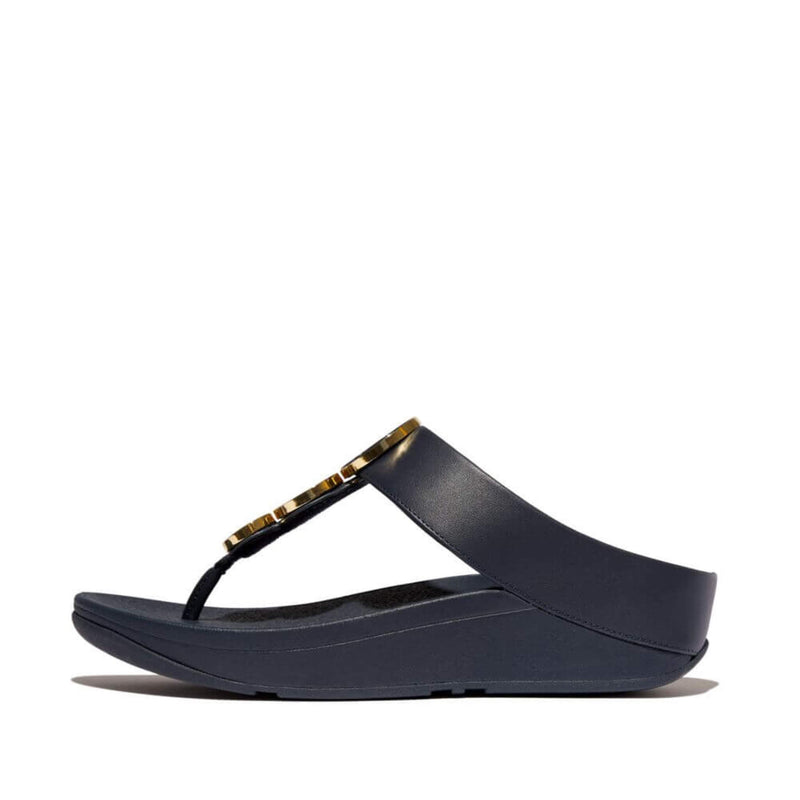 FitFlop Fino Resin Metallic Sandals - Midnight Navy