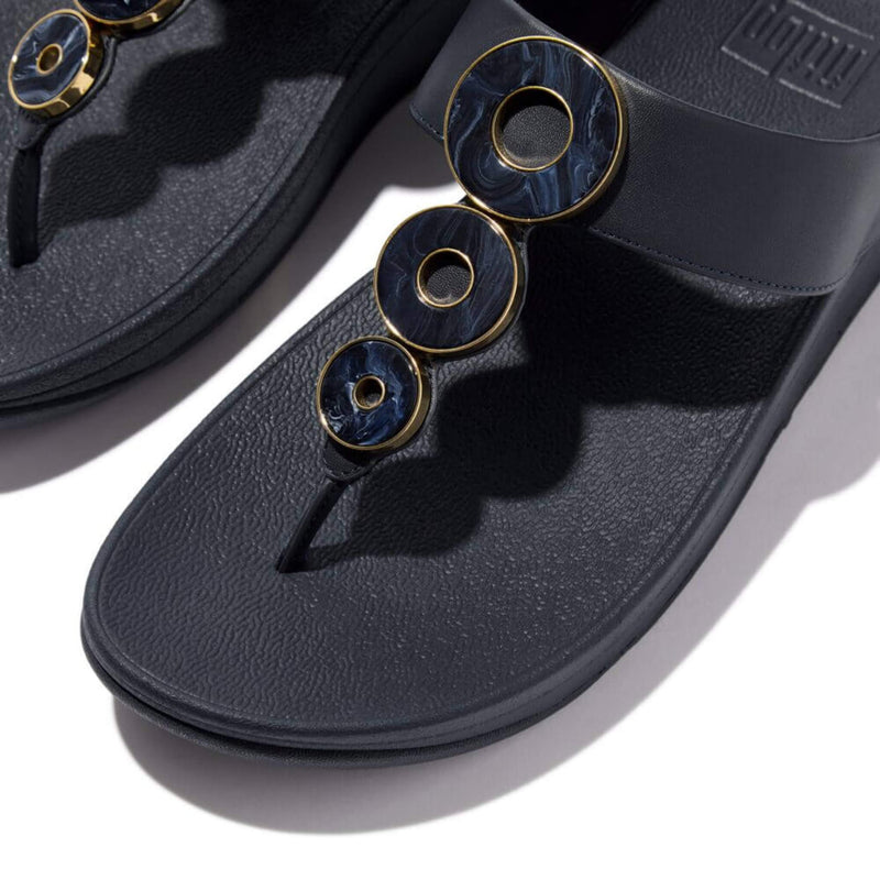 FitFlop Fino Resin Metallic Sandals - Midnight Navy