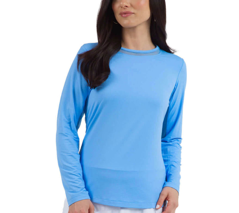 IBKUL Womens Long Sleeve Crew Solid Top - Peri