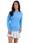 IBKUL Womens Long Sleeve Crew Solid Top - Peri