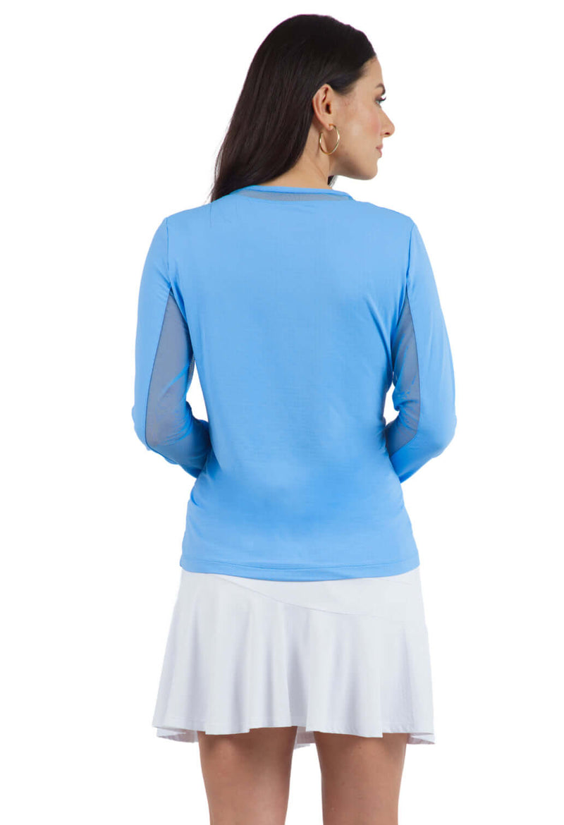 IBKUL Womens Long Sleeve Crew Solid Top - Peri