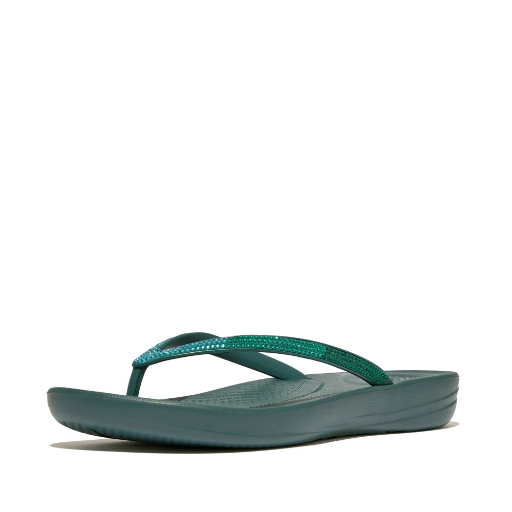◆Fitflop◆ [I-CUSHION] Mint Women's Flip Flops FitFlop Iqushion Sparkle Ombre Flip Flops Sandals in Deep