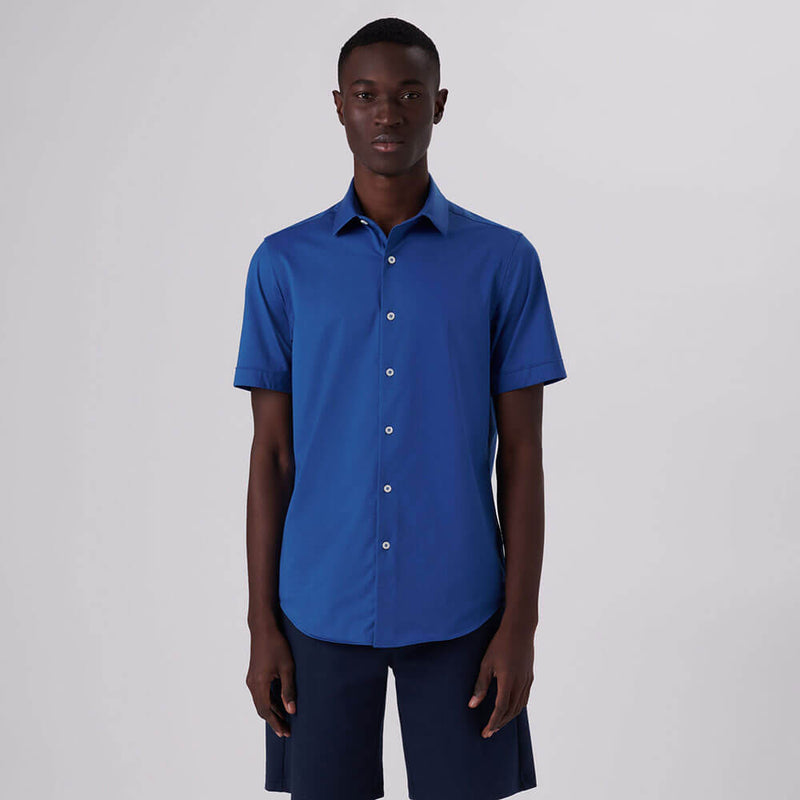 Bugatchi Ooohcotton Miles Short Sleeve Sport Shirt - Classic Blue