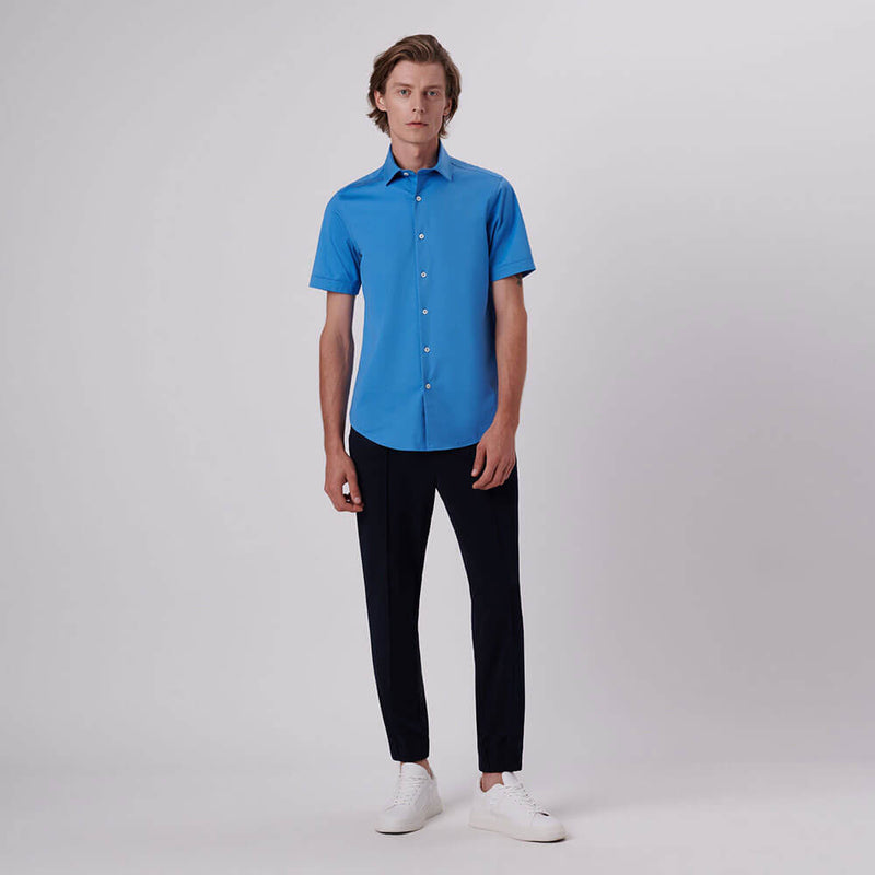 Bugatchi Ooohcotton Miles Short Sleeve Sport Shirt - Ocean