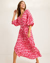 Tommy Bahama Womens Ikat Stripe Midi Dress Coverup - Red Hibiscus