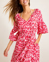 Tommy Bahama Womens Ikat Stripe Midi Dress Coverup - Red Hibiscus