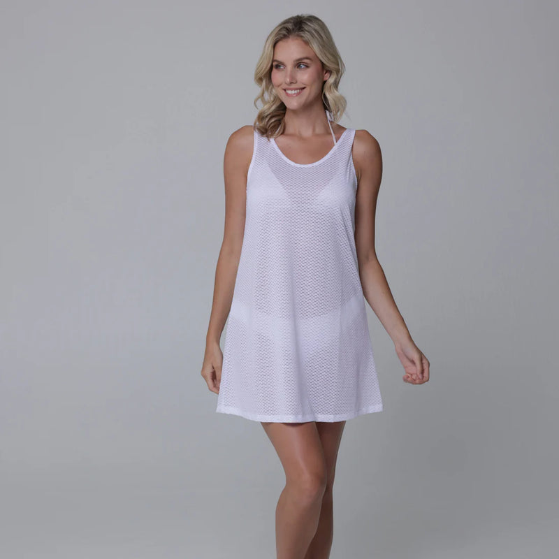 J Valdi Key West Lattice Back Dress Coverup - White