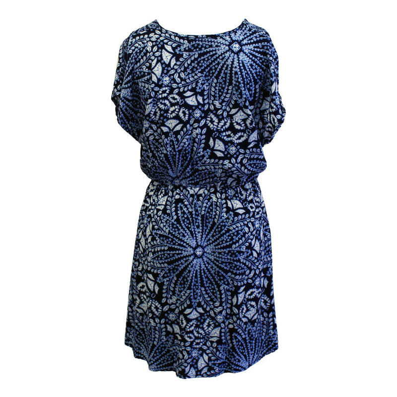 J Valdi Batik Twist Front Dress Coverup - Blue/White