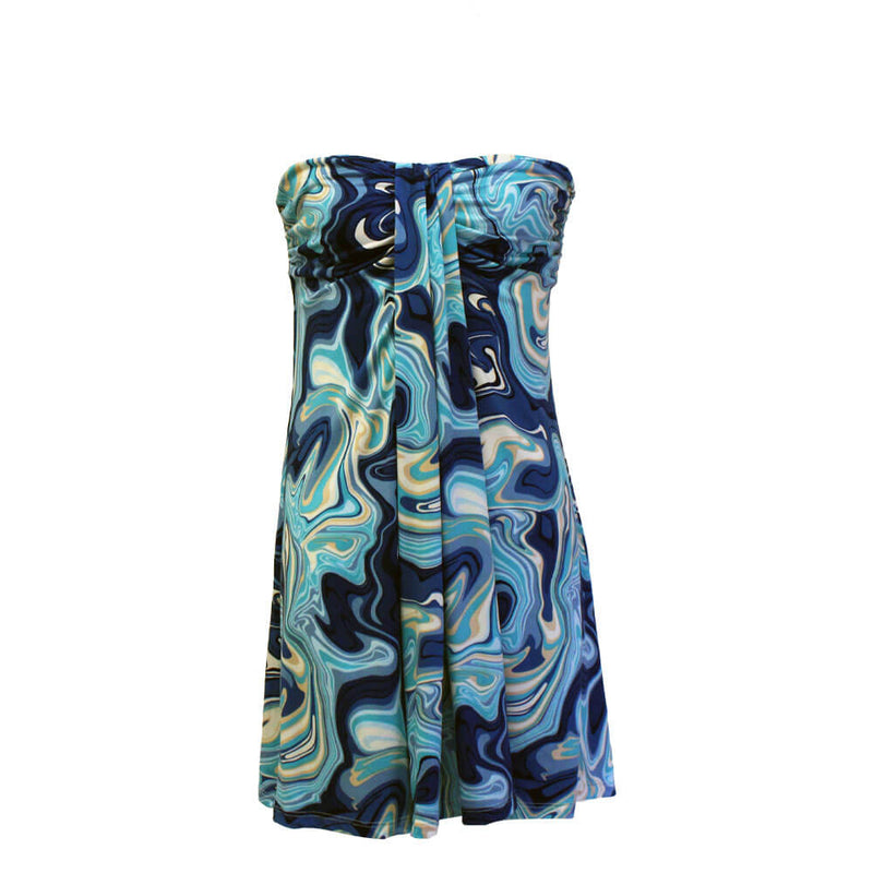 J Valdi Swirls Waterfall Dress Coverup - Blue Multi