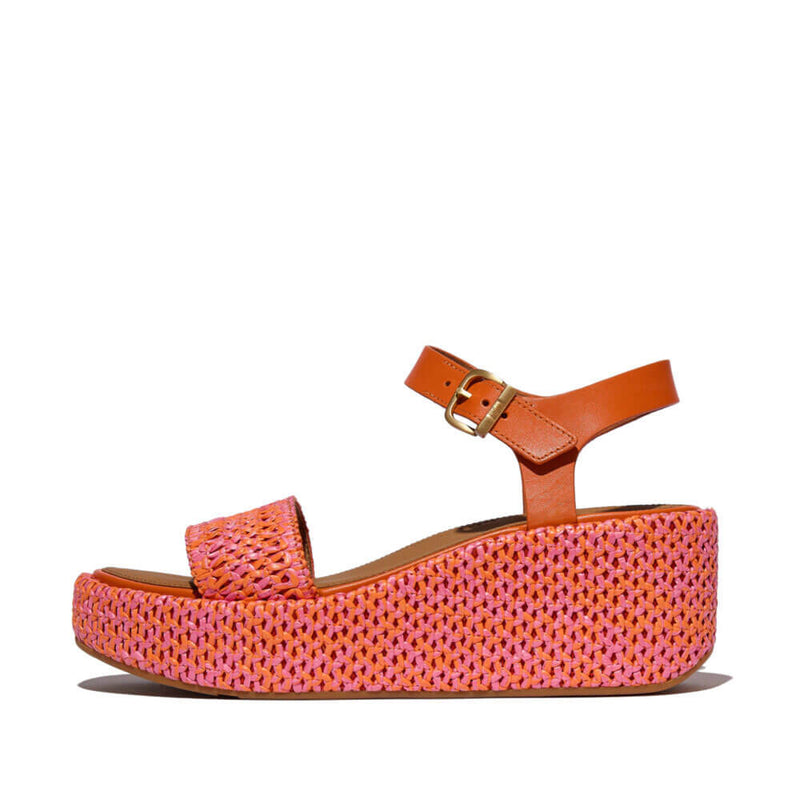 FitFlop Platfforms Woven Wedge Ankle Strap Sandals - Satsuma / Pink Perfect Mix