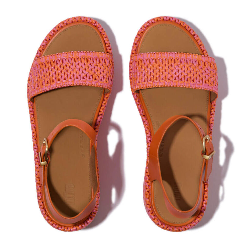 FitFlop Platfforms Woven Wedge Ankle Strap Sandals - Satsuma / Pink Perfect Mix