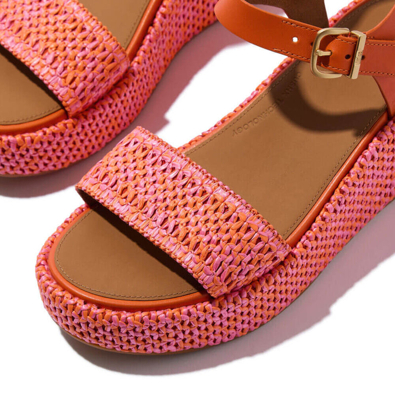 FitFlop Platfforms Woven Wedge Ankle Strap Sandals - Satsuma / Pink Perfect Mix
