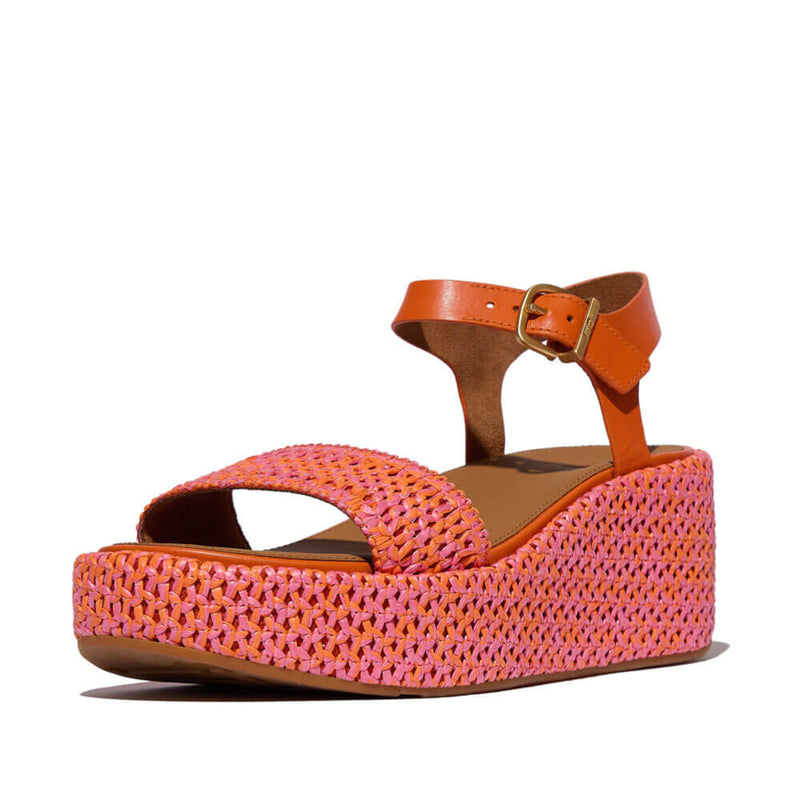 FitFlop Platfforms Woven Wedge Ankle Strap Sandals - Satsuma / Pink Perfect Mix