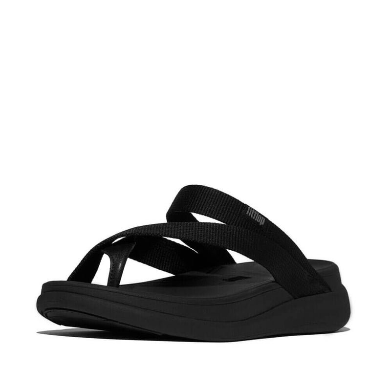 F-Mode Go Webbing Flatform Sling Sandals - All Black