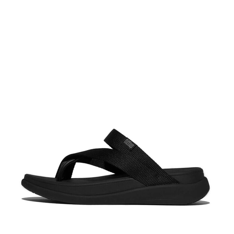 F-Mode Go Webbing Flatform Sling Sandals - All Black