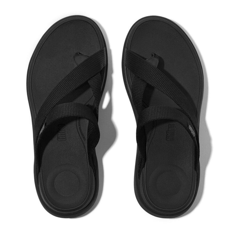F-Mode Go Webbing Flatform Sling Sandals - All Black