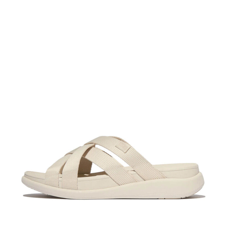 F-Mode Go Webbing Flatform Strappy Slides Sandals - Paris Beige