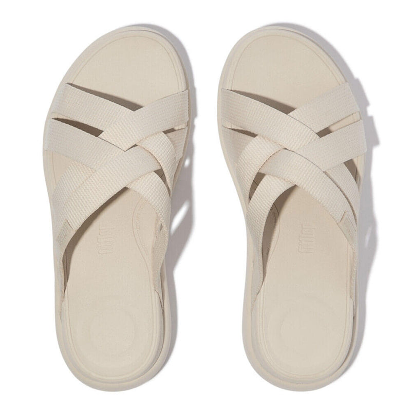 F-Mode Go Webbing Flatform Strappy Slides Sandals - Paris Beige