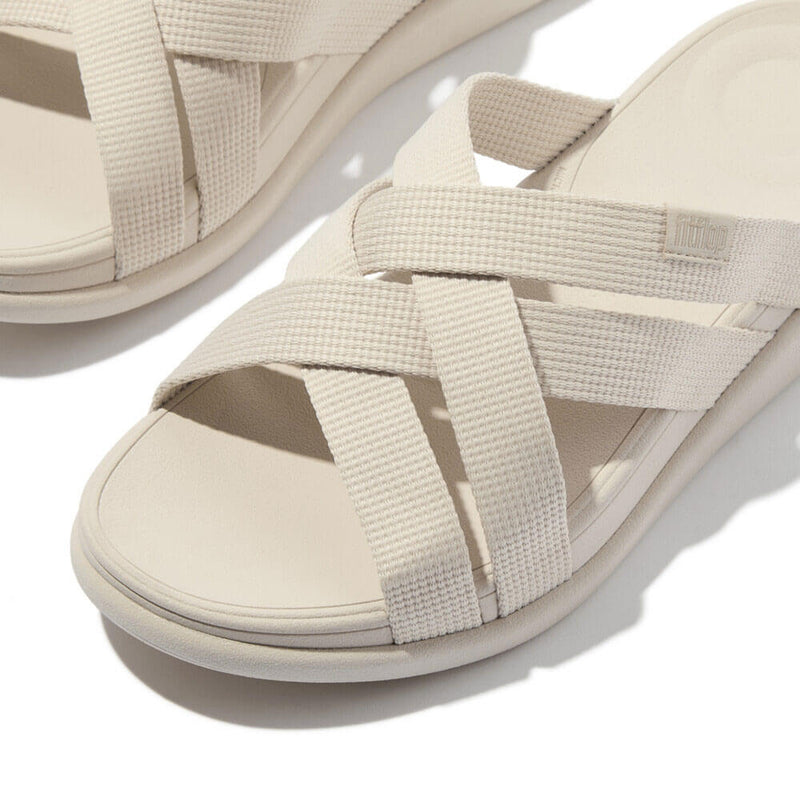 F-Mode Go Webbing Flatform Strappy Slides Sandals - Paris Beige