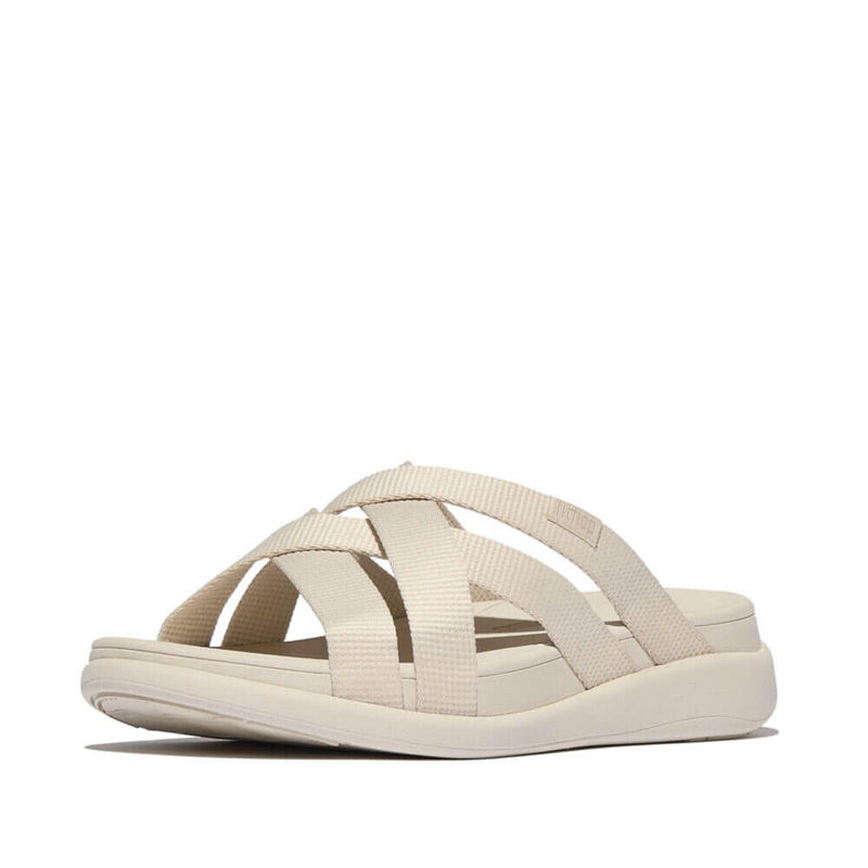 F-Mode Go Webbing Flatform Strappy Slides Sandals - Paris Beige