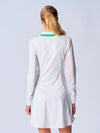 G Lifestyle Color Block Long Sleeve Dress - White/Kelly Green