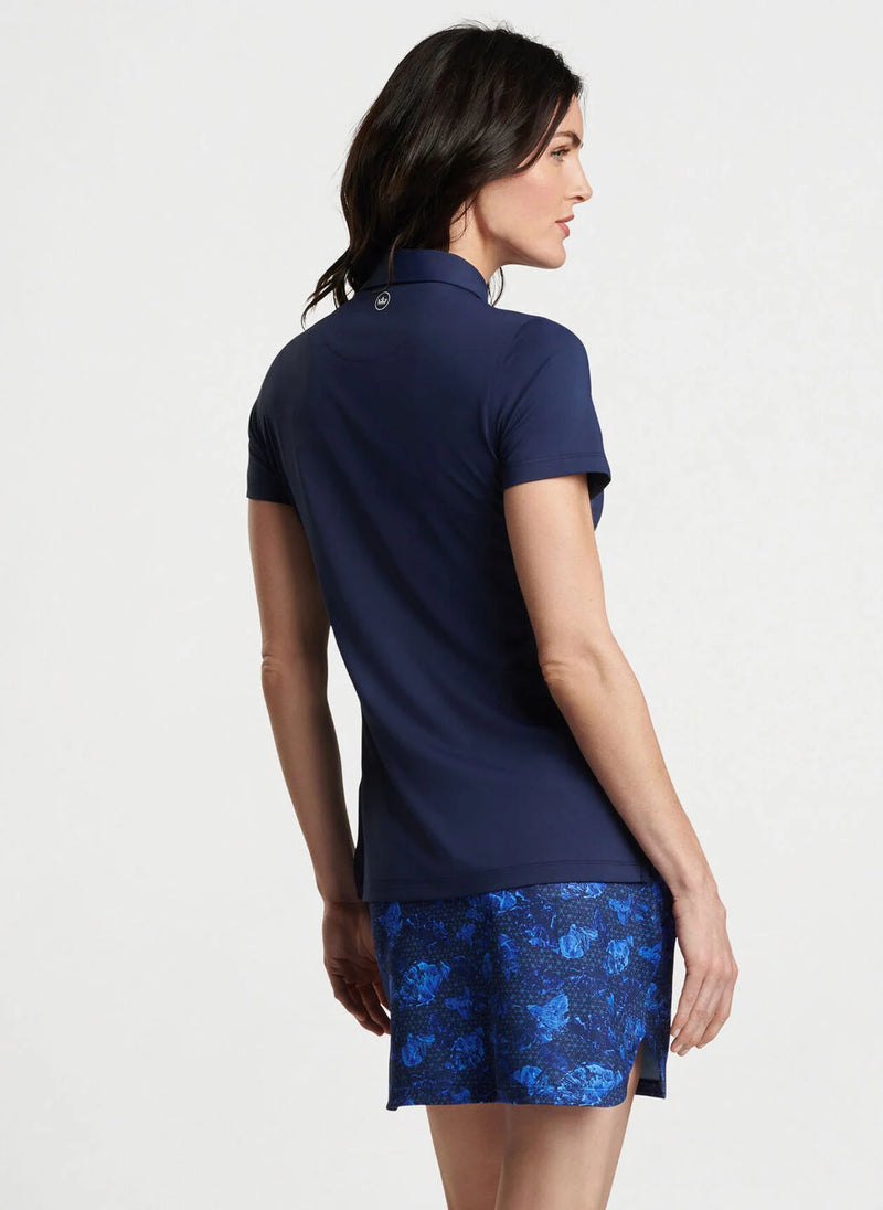 Peter Millar Women's Short Sleeve Button Polo Top - Navy