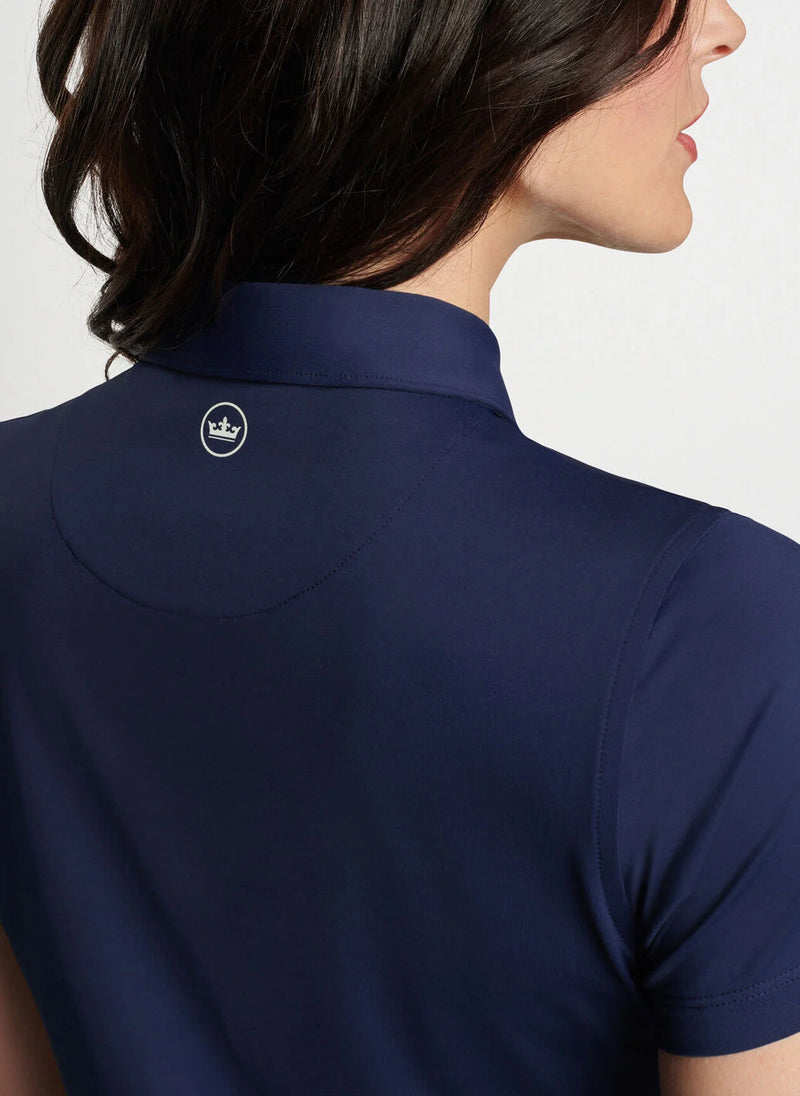 Peter Millar Women's Short Sleeve Button Polo Top - Navy