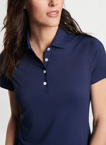 Peter Millar Women's Short Sleeve Button Polo Top - Navy