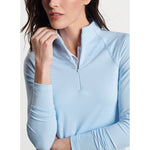 Peter Millar Women's Sugar Stripe Raglan Perth Layer Quarter-Zip Pullover Sweater - Cottage Blue*