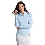 Peter Millar Women's Sugar Stripe Raglan Perth Layer Quarter-Zip Pullover Sweater - Cottage Blue*