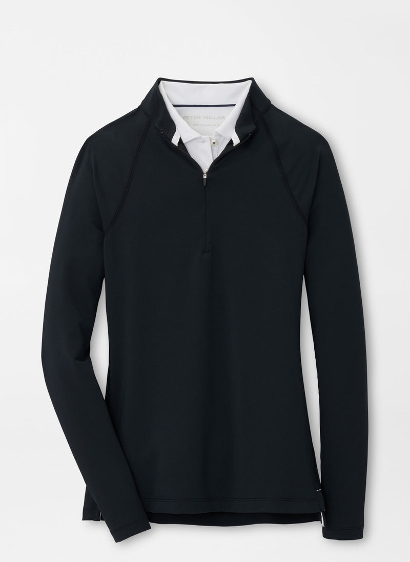 Peter Millar Women's Raglan Sleeve Perth Layer Quarter-Zip Pullover Sweater - Black*