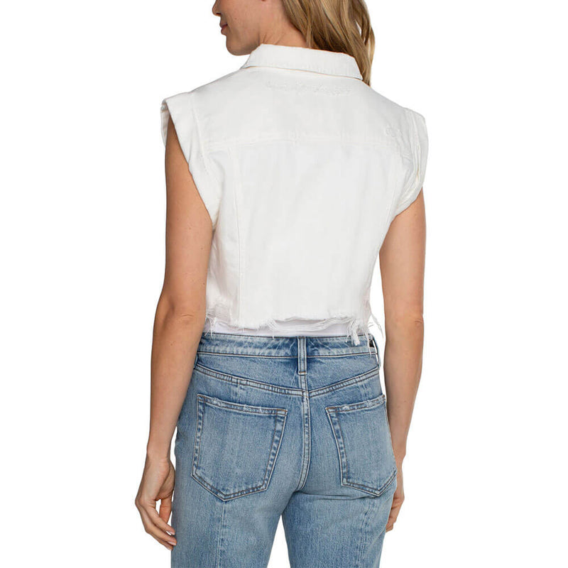 Liverpool Cropped Sleeveless Jacket - Bright White