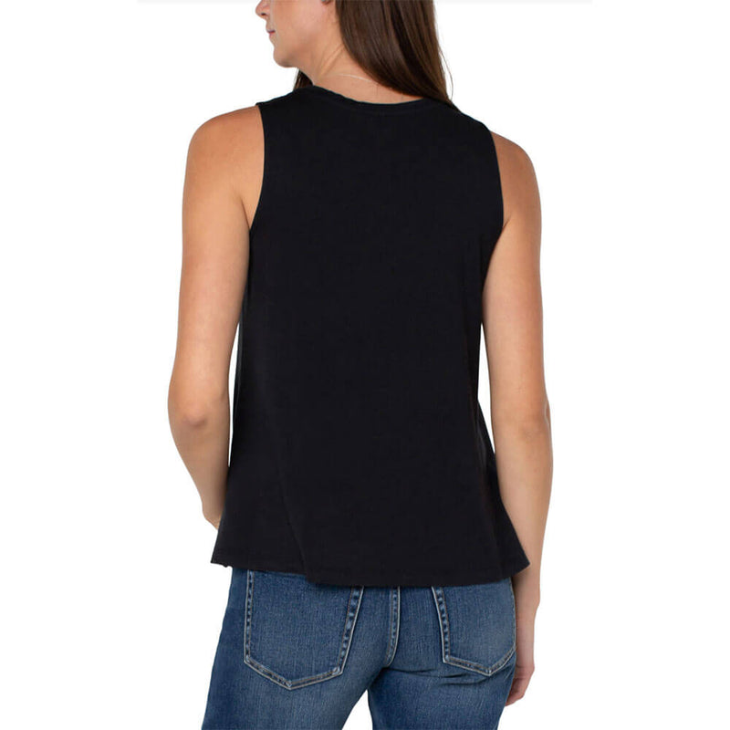 Liverpool Sleeveless Scoop Neck Tank Top - Black