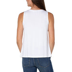 Liverpool Sleeveless Scoop Neck Tank Top - White