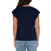 Liverpool Smocked Shoulder Scoop Neck Raglan Knit Top - Dark Navy