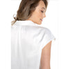 Liverpool Dolman Sleeveless Blouse With Collar And Button Front - White