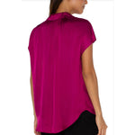 Liverpool Dolman Sleeveless Blouse With Collar & Button Front - Fuchsia Kiss