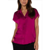 Liverpool Dolman Sleeveless Blouse With Collar & Button Front - Fuchsia Kiss