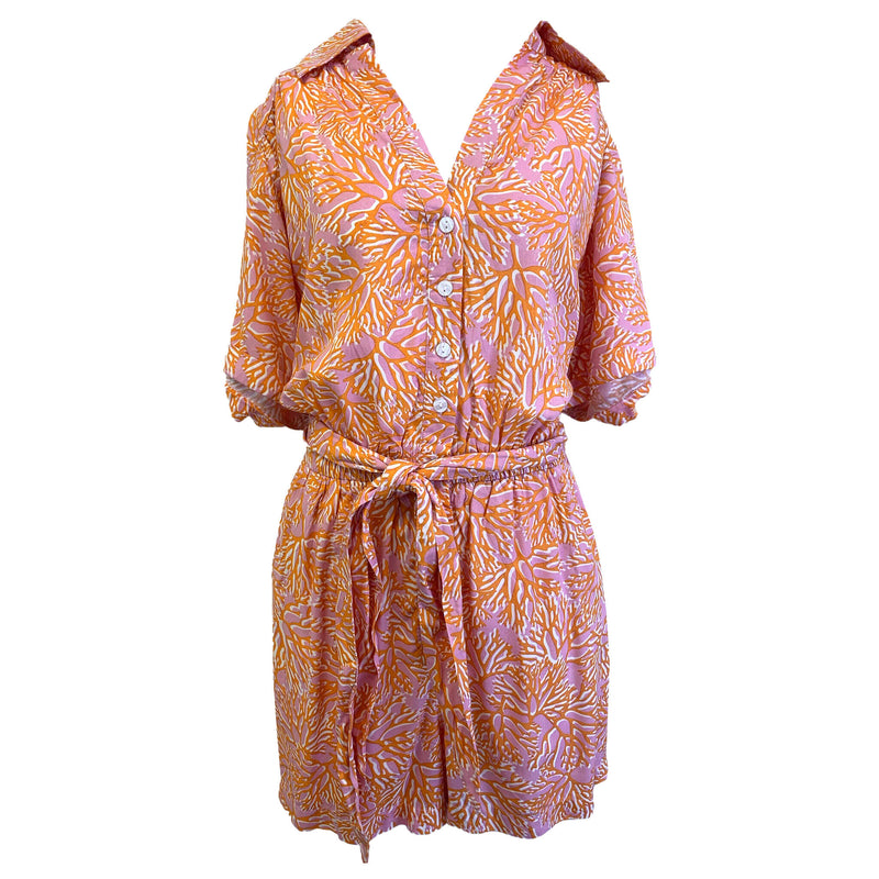 La Mer Luxe Short Sleeve Renee Romper - Bubble Gum Bermuda