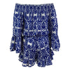 La Mer Luxe 3/4 Sleeve Jayda Romper - Cerulean Crotia