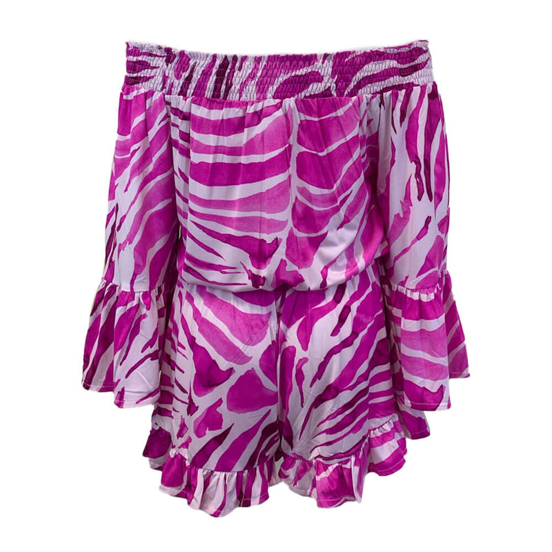 La Mer Luxe 3/4 Sleeve Jayda Romper - Pink Batik